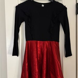 Kids Black and Red Long Sleeve Casual Dress